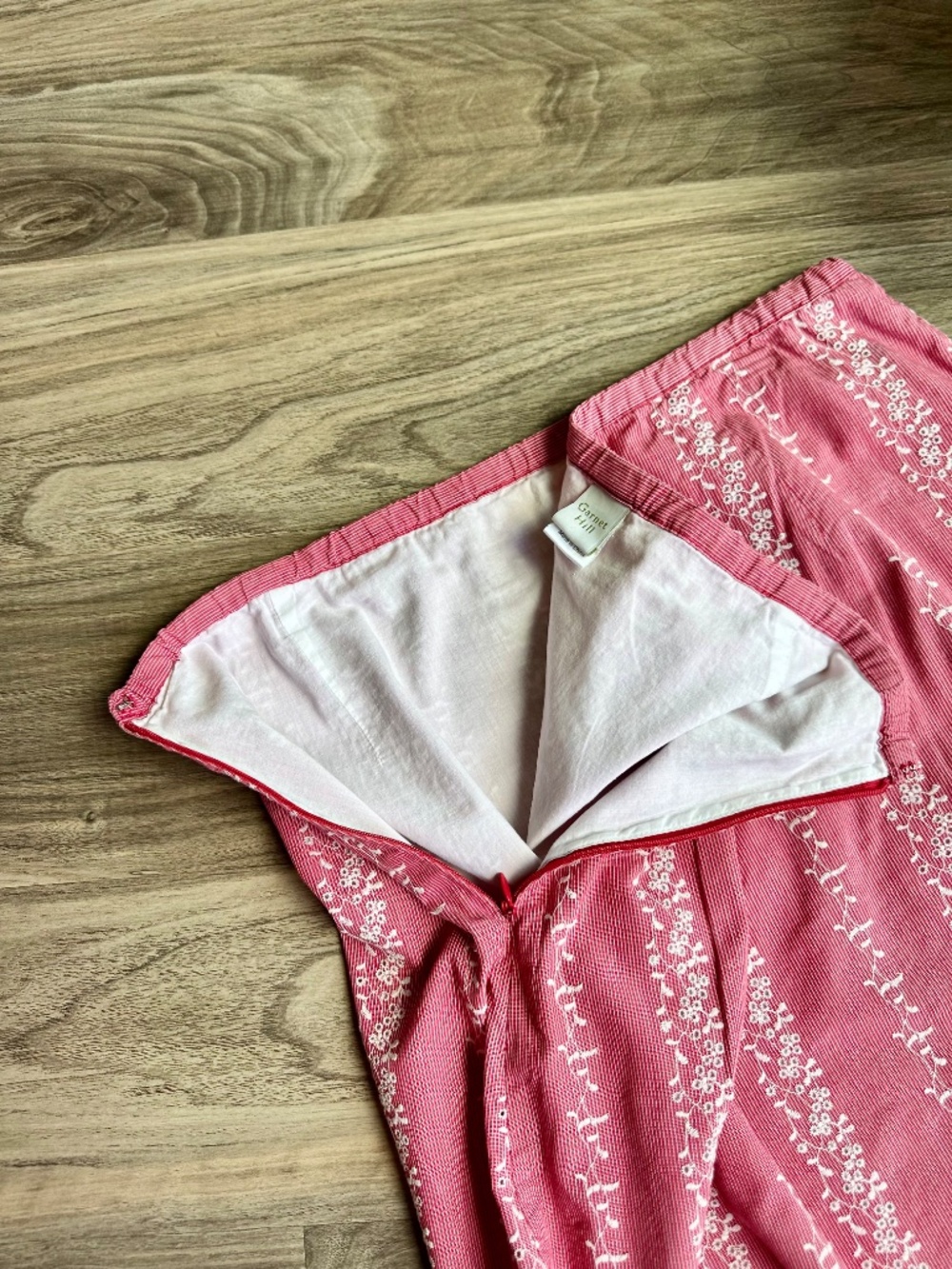 Garnet Hill Embroidered Eyelet Cotton Skirt Pink White Size 12 - Picture 6 of 11